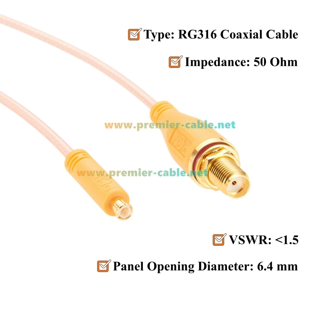 SMA-Buchse auf MCX-Stecker Schottmontagekabel RG316 50 Ohm HF-Koaxial-Verlängerungskabel für GPS-Empfänger, 4G LTE, WLAN-Antennen – Detail 3