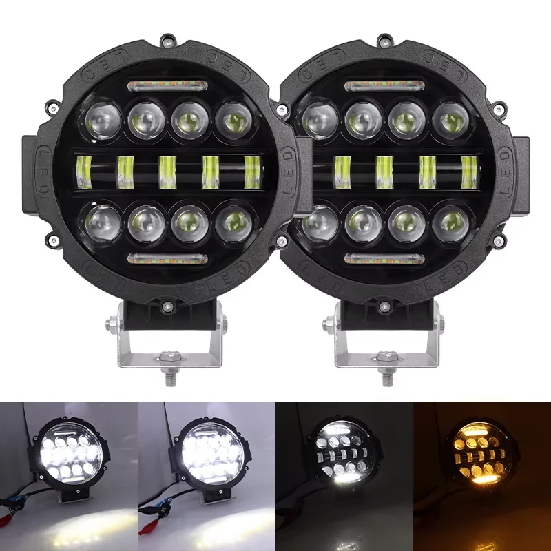 

7Inch H4 LED Work Light White Yellow Turn Signal For VAZ 2101GAZ 24 UAZ 469 Toyota Jeep Wrangler JK Suzuki 4x4 12V 24V Headlight
