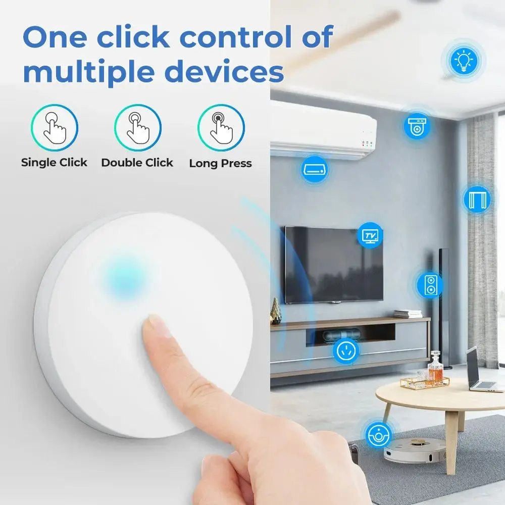 Tuya ZigBee Smart Button Scene Switch Wireless Remote One Key Controller Multi-scene Linkage Switch Google Alexa Voice Assistant