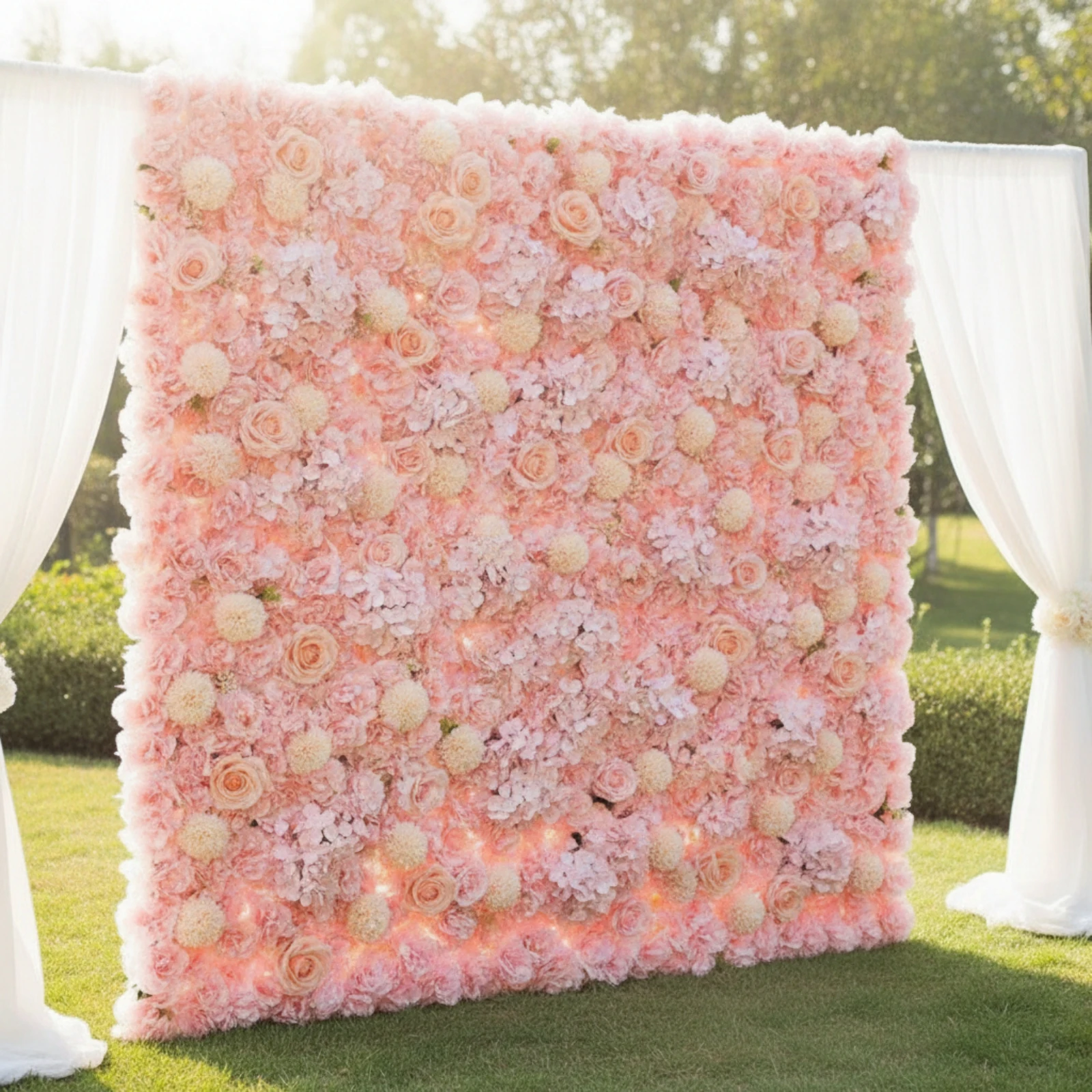 Artificial Flower Wall Panel Layered Flower Wall Panel Square Elegant for Event Planners, Weddings, Photo Shoots