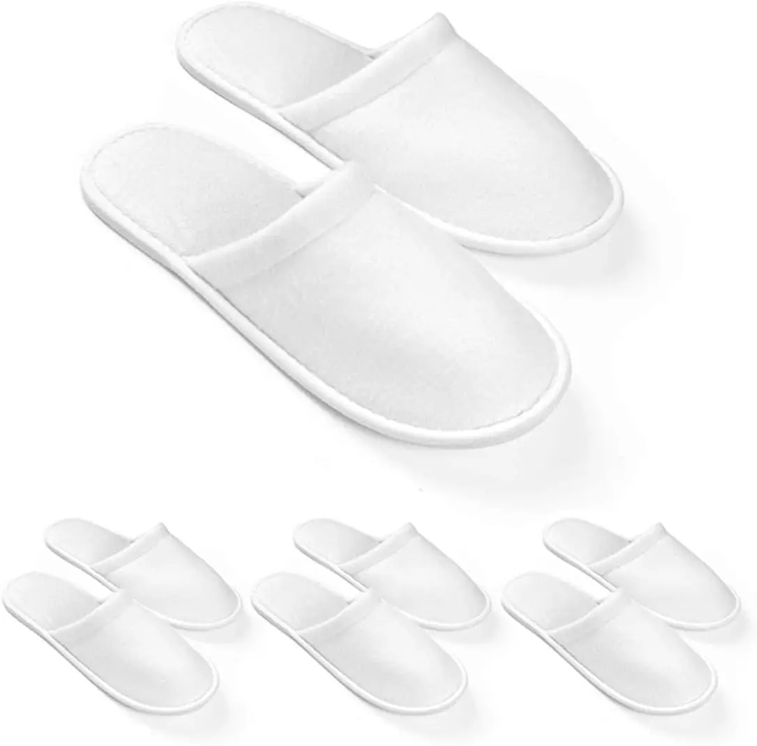 Pantuflas desechables para invitados, paquete de pantuflas blancas al por mayor para hotel, spa, viajes, hogar sin zapatos, aptas para adultos