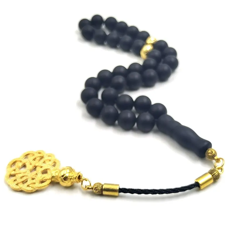 ALBASHAN Tasbih Men Black Matte agates stone muslim prayer beads islamic rosary 33 45 51 66 99 100 beads bracelets misbaha view 6