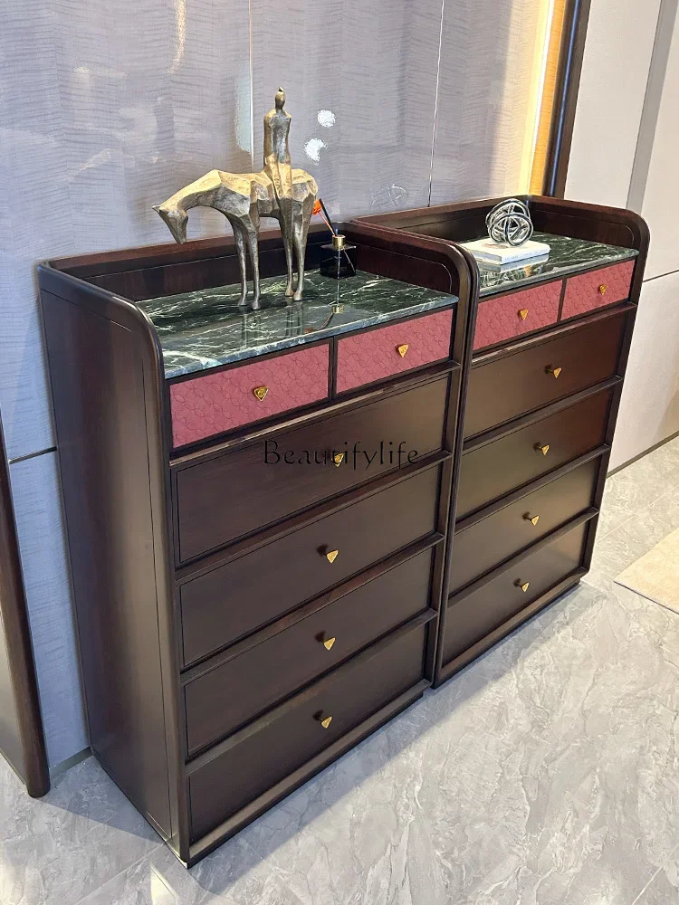 

ls 27Ailiguyi Sumu new Chinese 5 chest cabinet living room modern all solid wood light luxury storage cabinet