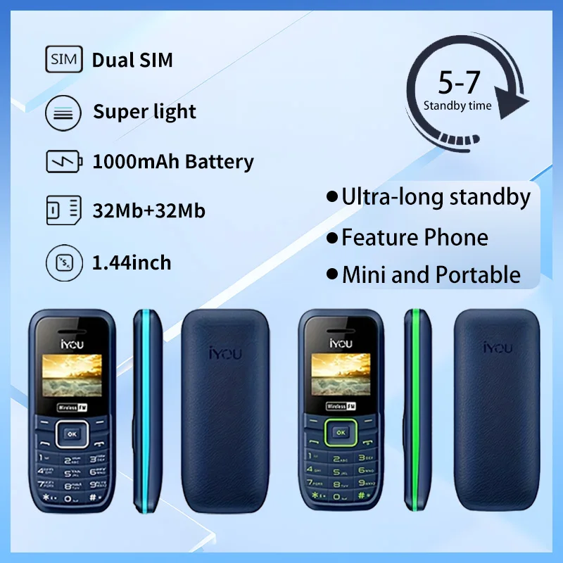 Ultra long standby king! 1.44 inches | Dual SIM Dual Standby | 1000mAh Battery | Elderly/Student/Outdoor Three purpose Artifact