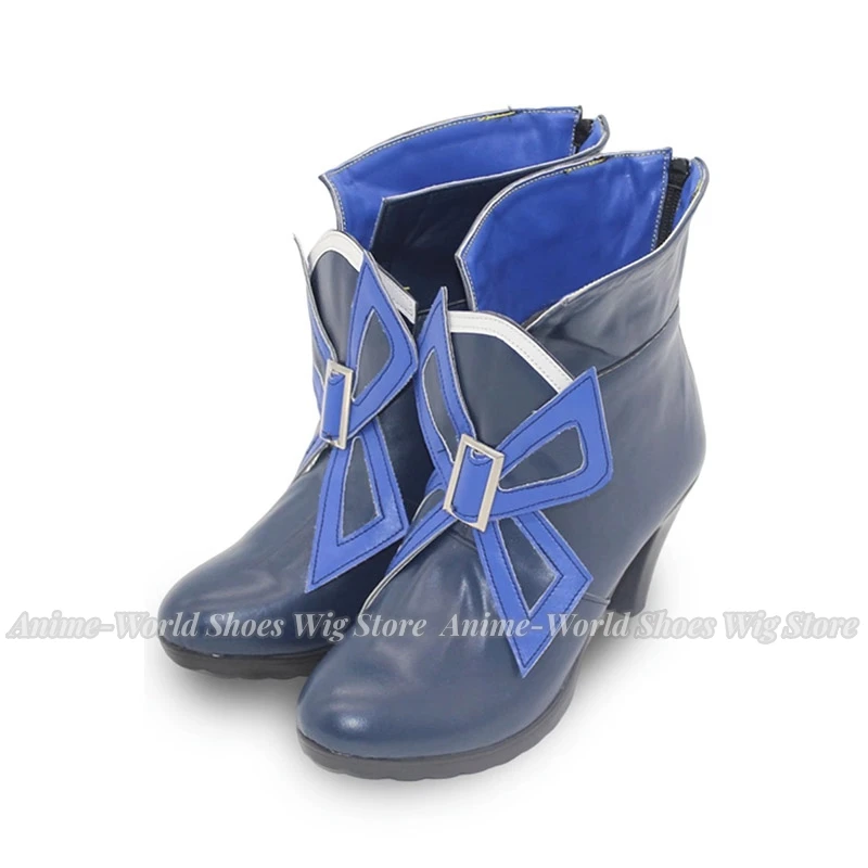 Genshin impacto focalors jogo cosplay sapatos botas azuis botas de festa halloween carnaval uniformes feminino terno adereços feitos sob encomenda