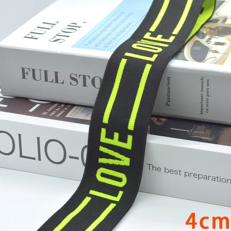 Jacquard LOVE Elastic Belt Elastic Pants Waist Sealing Belt Rubber Band Flat Accessories Rubber Band Pant Belt