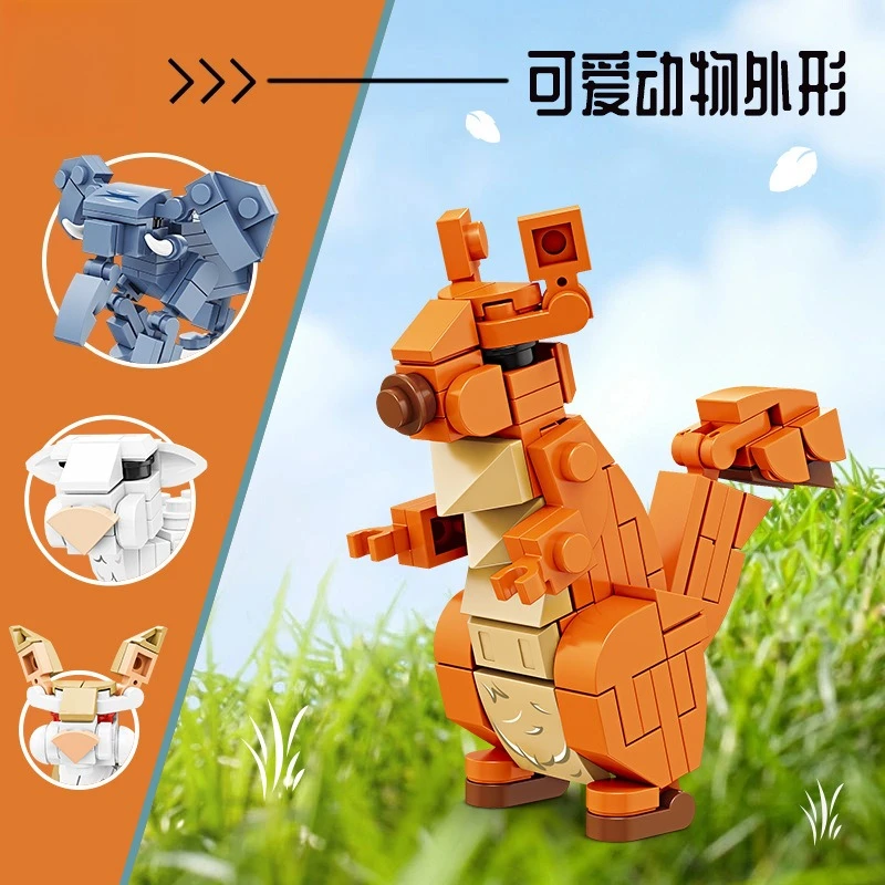Série animale modèle girafe lion assemblage éducatif pour enfants blocs de construction de petites particules jouets