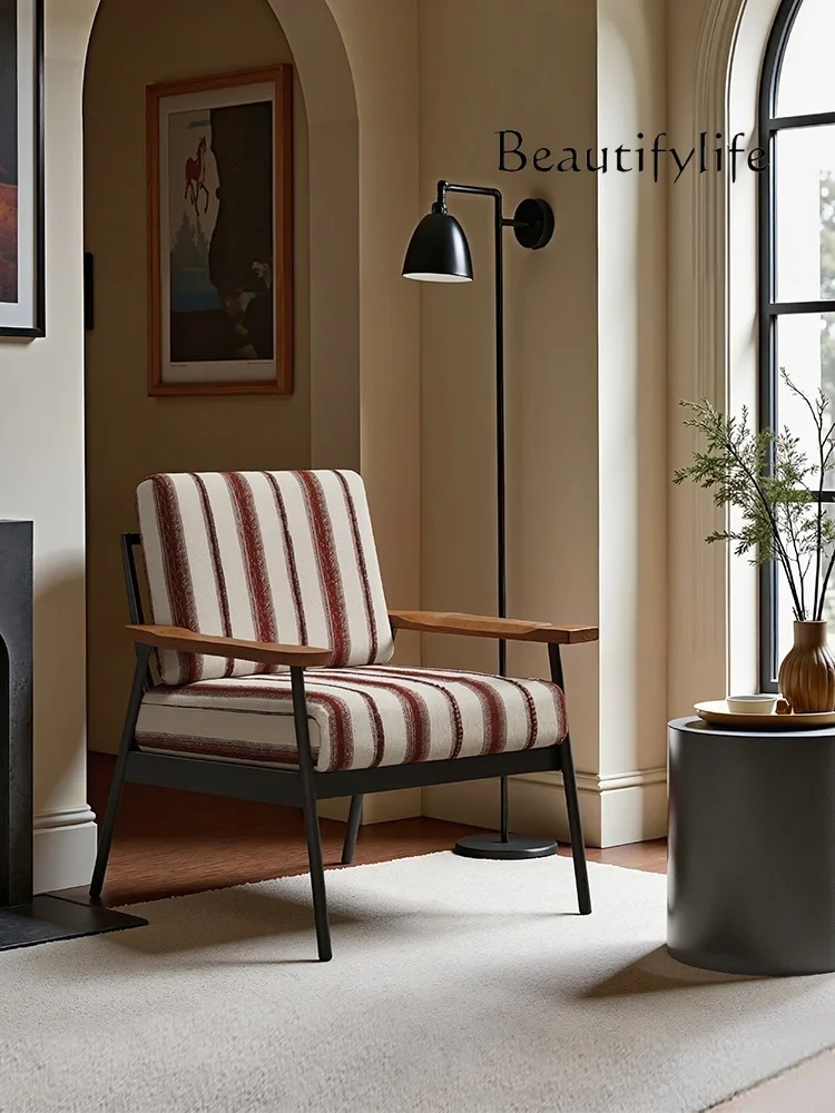 A44 Medieval   single sofa chair small apartment design living room home striped leisure chair