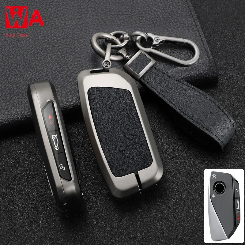 

Zinc Alloy+ Leather Car Key Case Cover For BMW 2023 I7 X7 G07 LCI IX I20 X1 U11 Series 7 735i G70 G09 XM U06 G81 M3