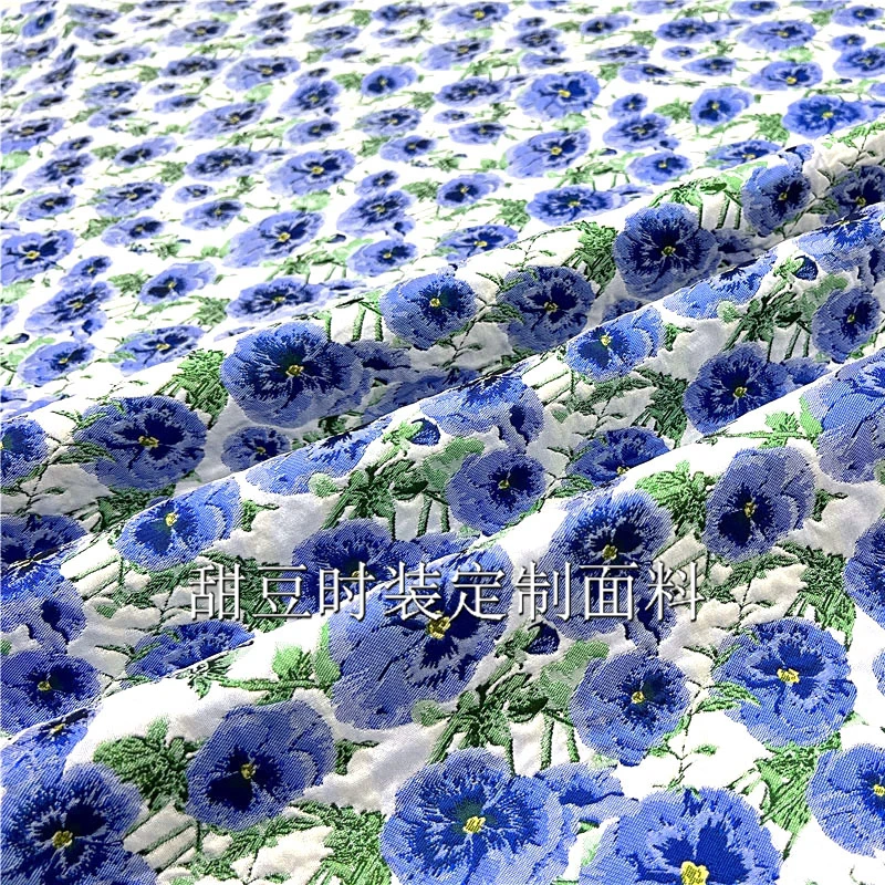 Flower Jacquard Brocade Fabric European Brand Fashion Dress Suit Woven Fabrics Cloth for Diy Sewing Material by the Meter