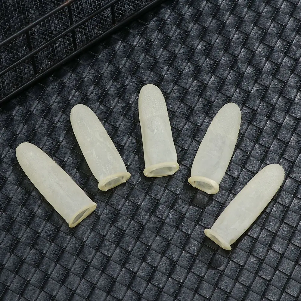 100PCS Reusable Natural Latex Fingertip Protective Rubber Gloves Protector Gloves Finger Cover White Finger Cots