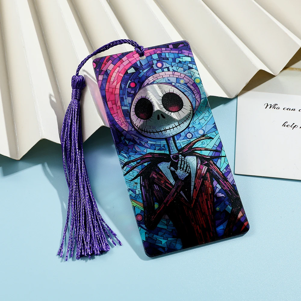 1PC cartoon horror movie style acrylic tassel bookmark, suitable for studying office writing and giving to loved ones.