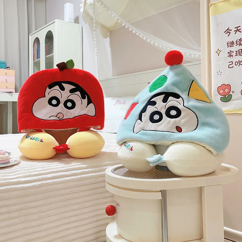 영화 애니메이션 만화 크레용 신짱 U자형 후드 목베개 여행용 블랙아웃 낮잠베개 사무실용 모자베개 선물