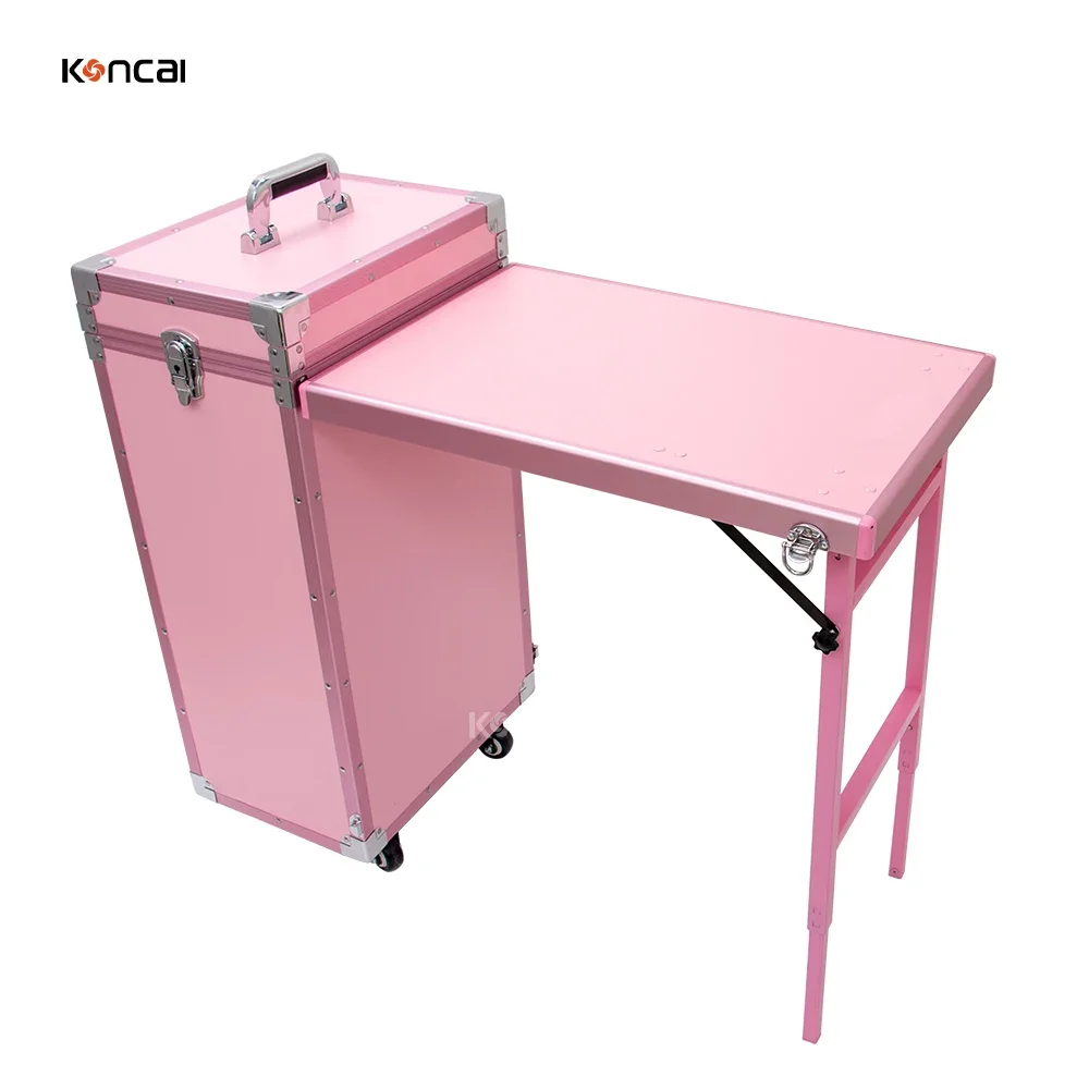 KONCAI New Design Nail Table Manicure Table Salon Furniture Nail Technician Table Makeup Nail Trolley Case