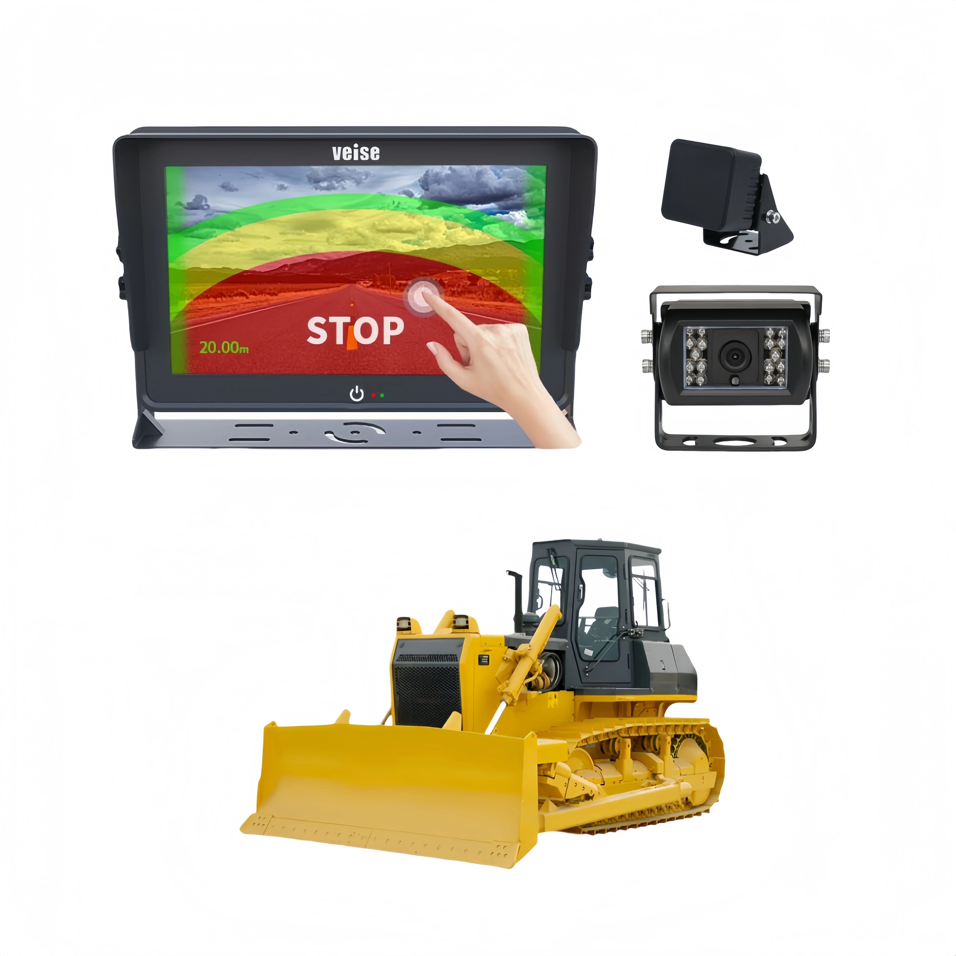 

Adjustable Millimeter Wave Radar And Wide-Angle Reversing Camera System With 7" Touch Screen For Dump Truck Crawler Loaders