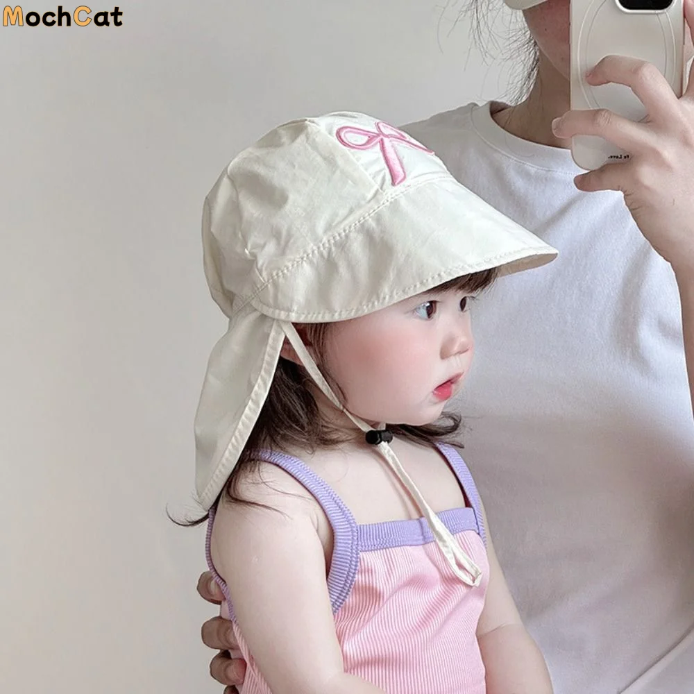 

Casual Sweet Kids Shawl Sun Hat Breathable Quick Dry Baby Sun Protection Hat Fresh Color Cotton Children Fishmen Hat Girls