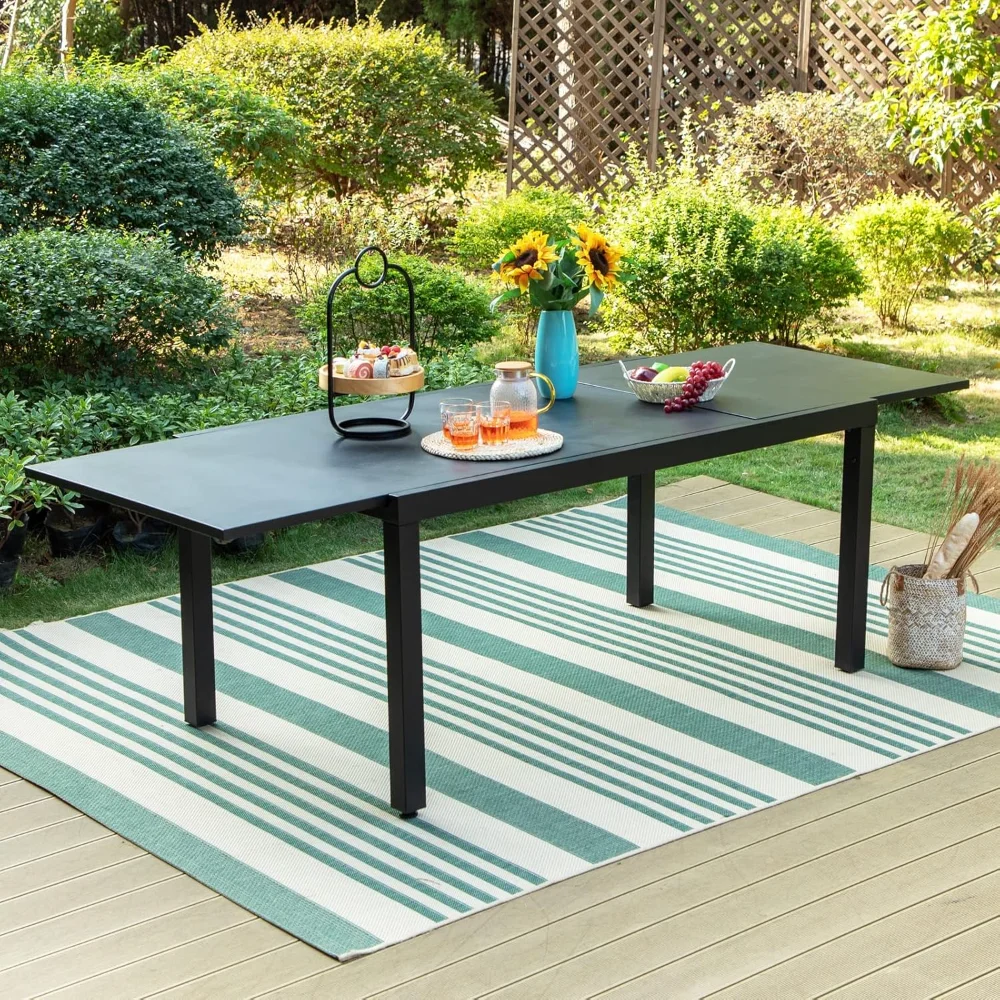 

Expandable Patio Dining Table, Extra Large 99.2" L X 35.5" W Outdoor Dining Tables for 6-10 Person Metal Rectangular Patio Table