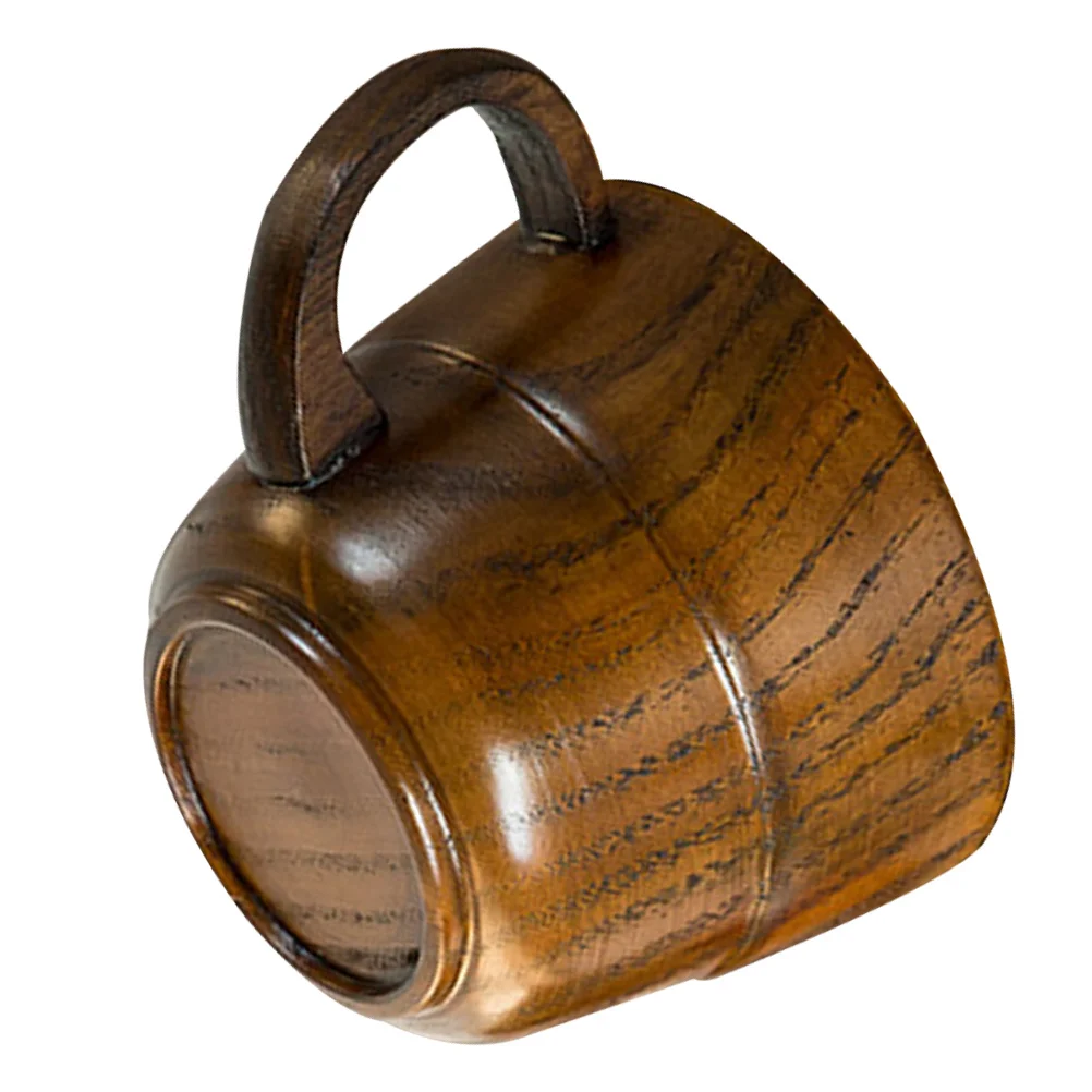 

Wood Handle Coffee Mug Vintage Wooden Cup Smooth Rounded Edges for Office Home Tea Beer Wine Mug Wooden Water Cup