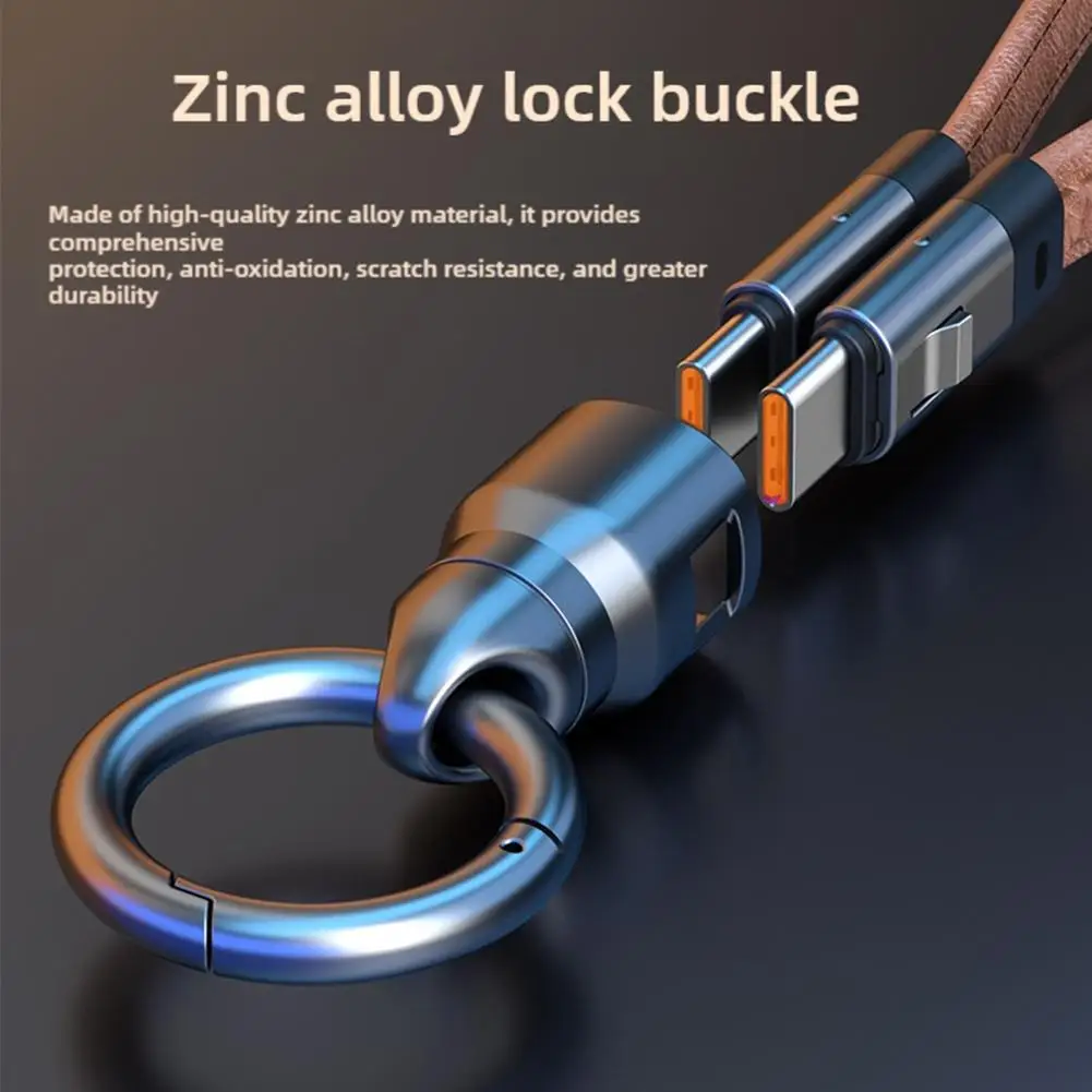 PD240W Lanyard Charging Cable Leather Fast Charging Lanyard Keychain Data Cable For Apple Android Phone Multifunctional Cable