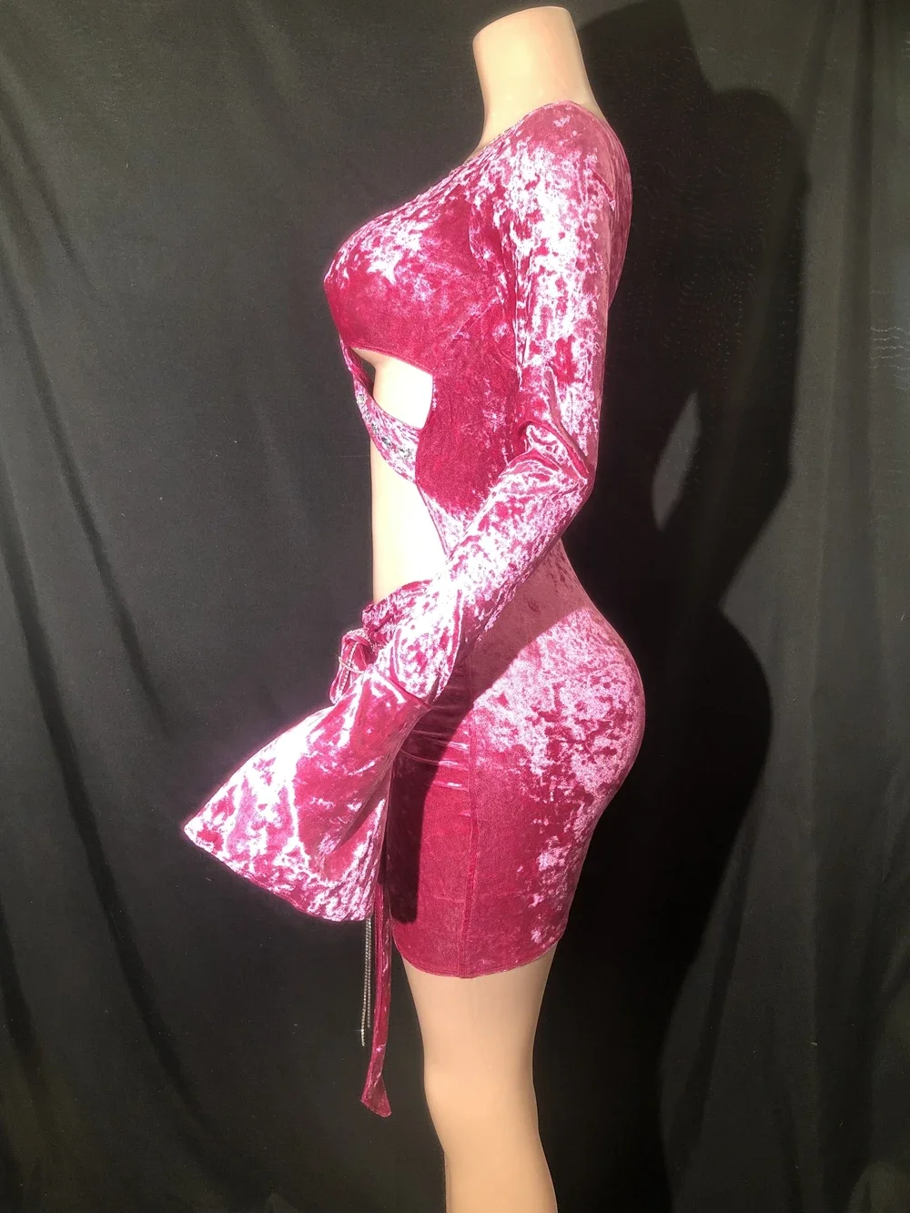 New Sparkly Rhinestones Velvet Evening Prom Celebrate Birthday Dress Sexy Hollow Short Dress Singer Show Performance Stage Wear