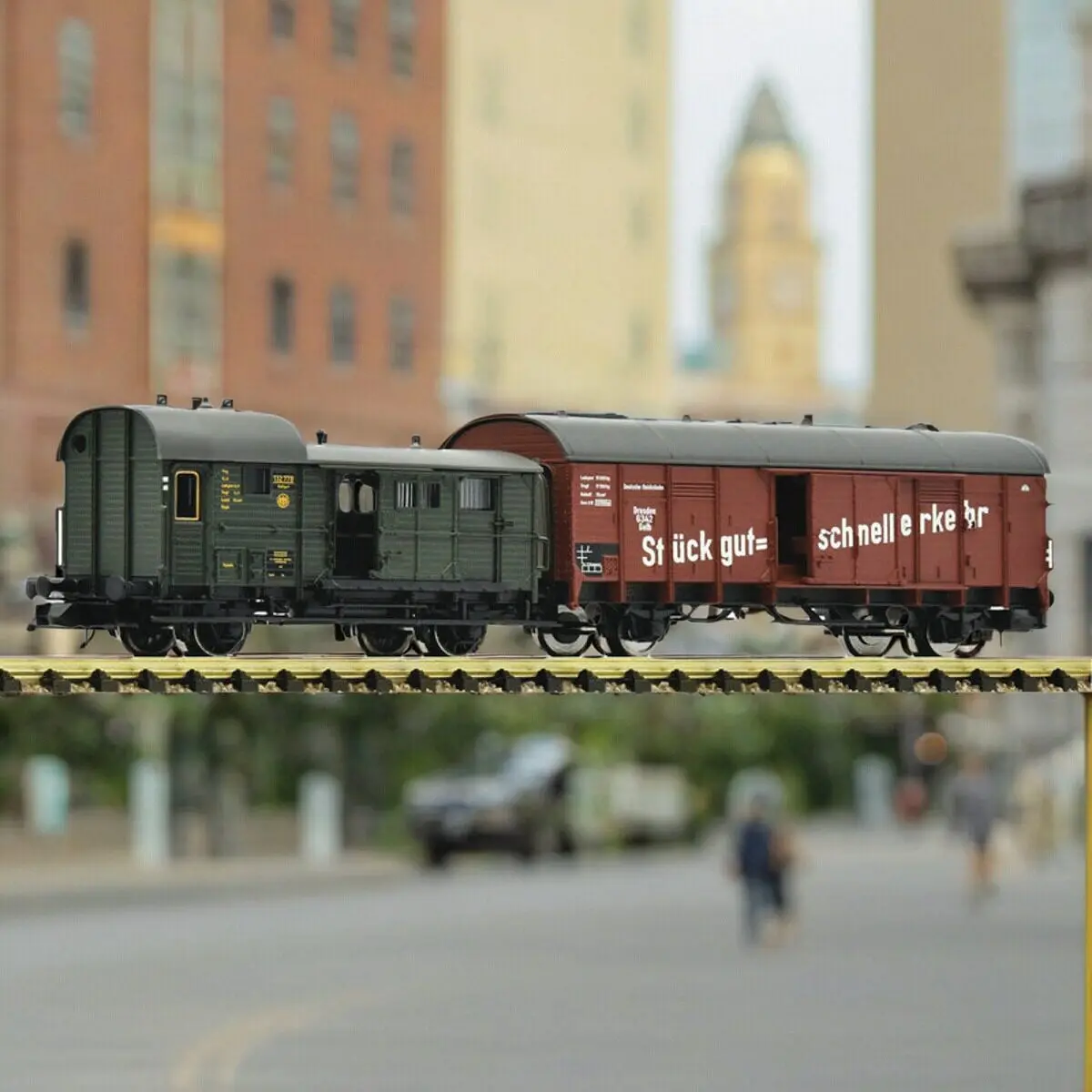 N Type 1/160 Scale Train Model Baggage Car Unpowered 6660032 DRG Luggage Trolley 2 Section Set Sand Table Display Toy