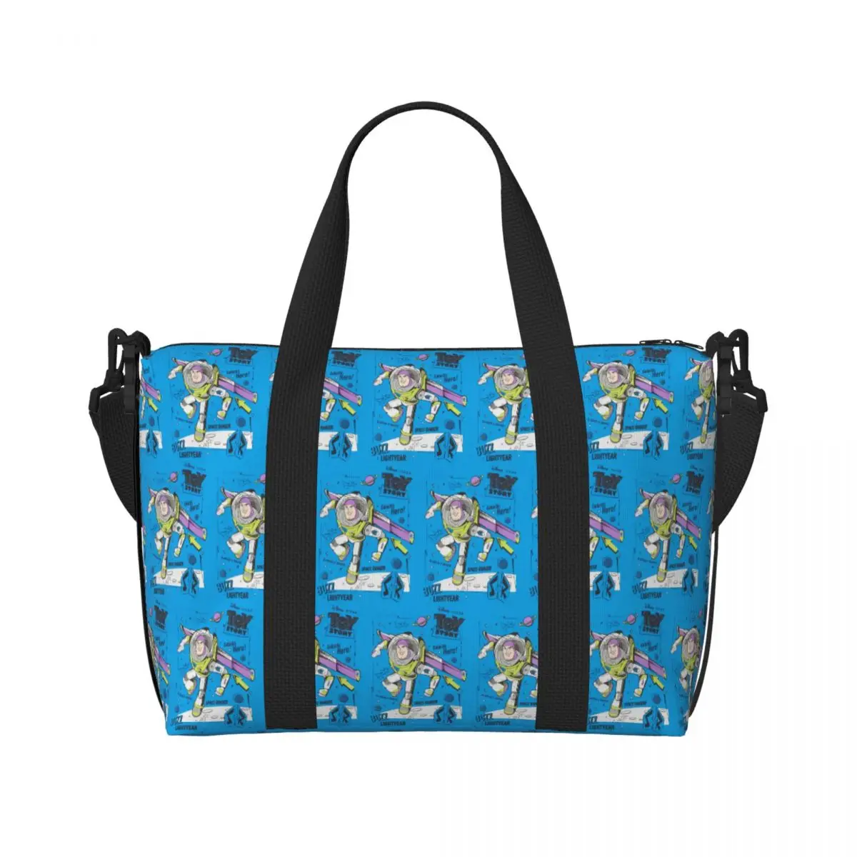 

Custom Toy Story Cartoon Anime Figure Tote Bag Women Large Capacity Buzz Lightyear Beach Gym Shoulder Travel Bag