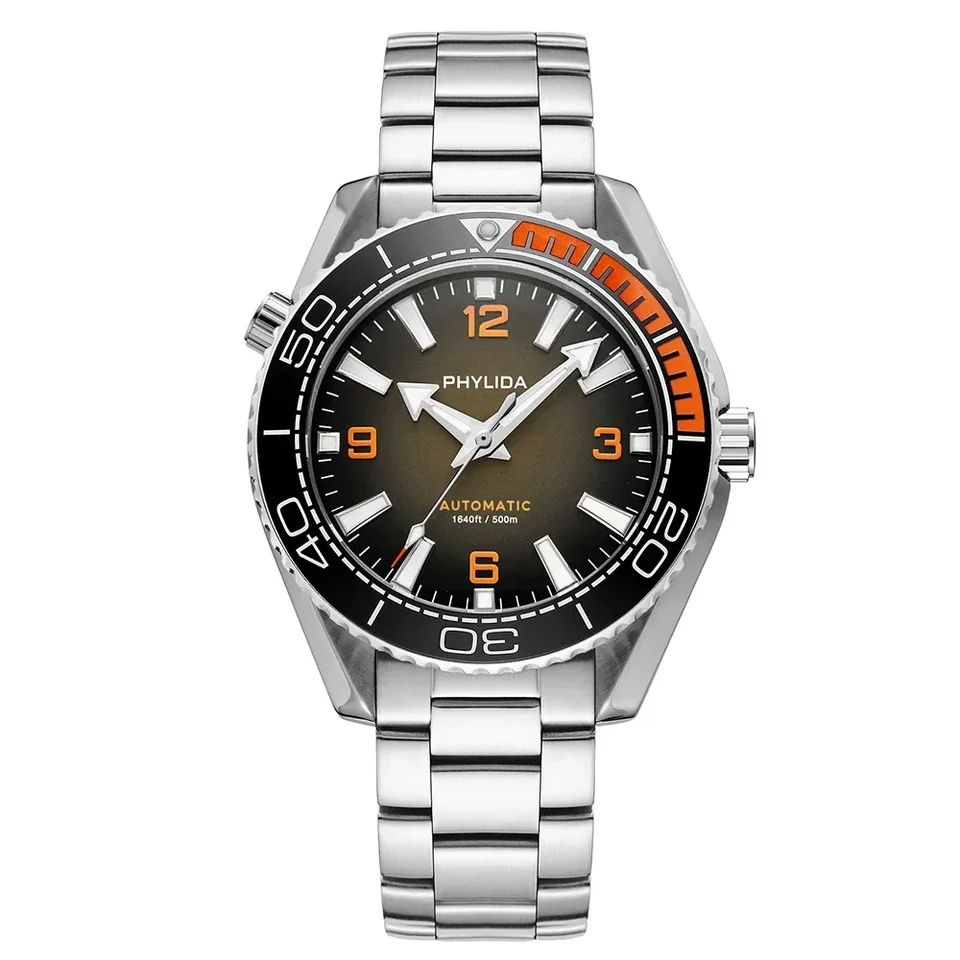 phylida 500m防水ダイバーズウォッチ PHYLIDA 500m Men's 43.5mm Automatic Ultra Diver Watch Deep