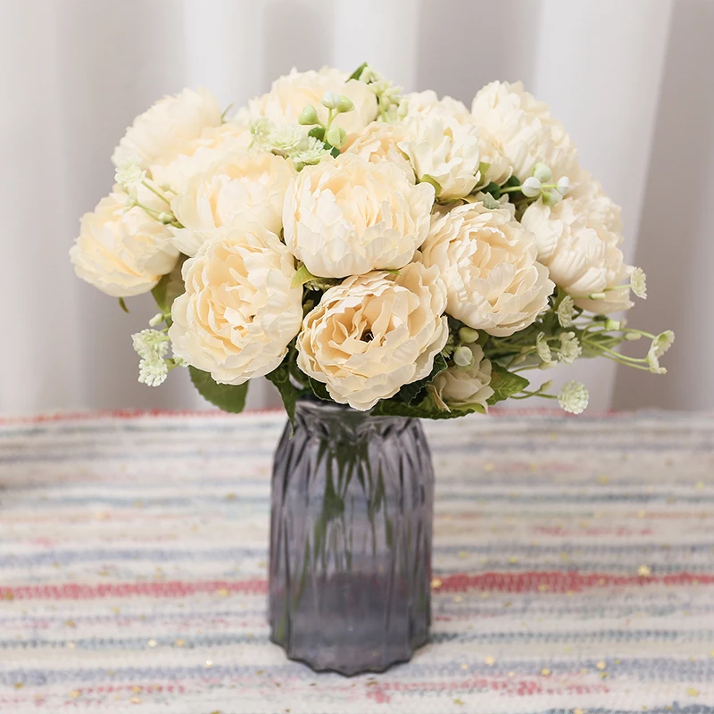 6 Gabel Pfingstrose künstliche Blumen Seide nach Hause Wohnzimmer Herbst dekorative Blumenstrauß