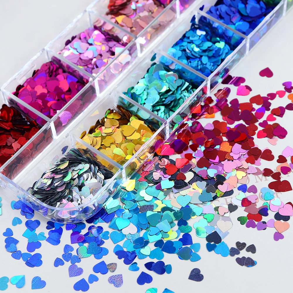 Glänzende Liebes herzen Pailletten holo graphischer Glitzer für Harz füller Silikon formen Epoxidharz füllung Valentinstag DIY Zubehör