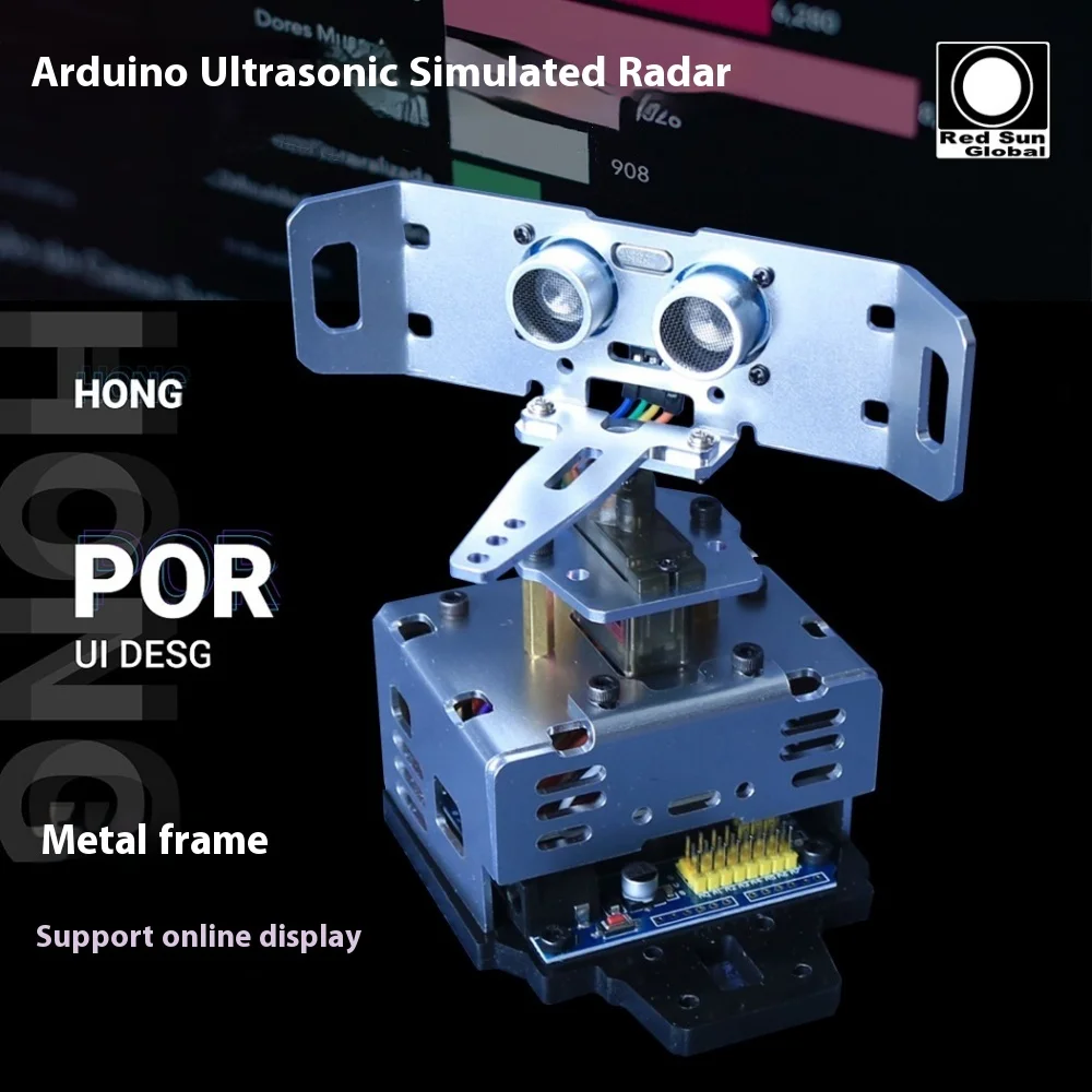 Arduino Ultrasonic Analog Radar, DIY Ultrasonic Detector, Programming Learning Kit, Support Online Display