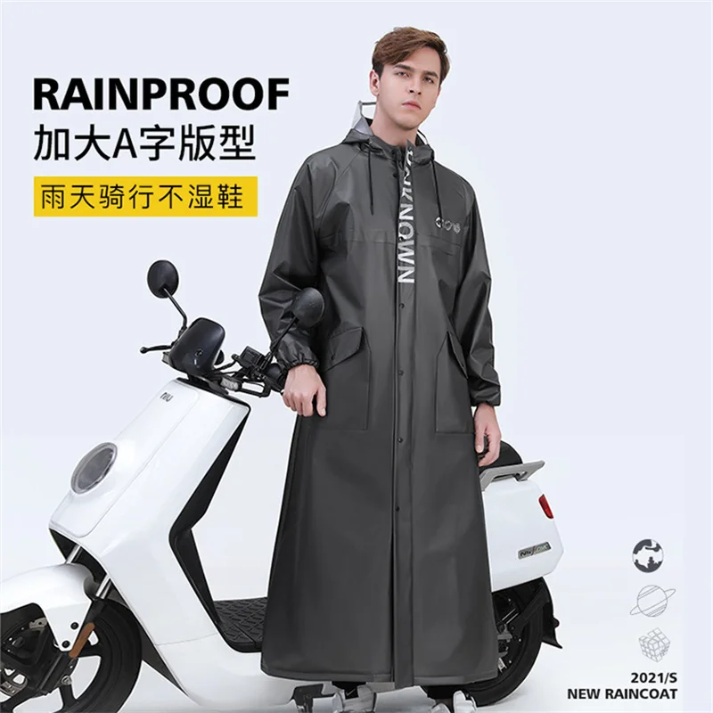 Waterproof Raincoat Jacket Men Long Full Body Rainproof Single Outdoor Adult Poncho Oversized A-Shape Windbreaker EVA Fabric