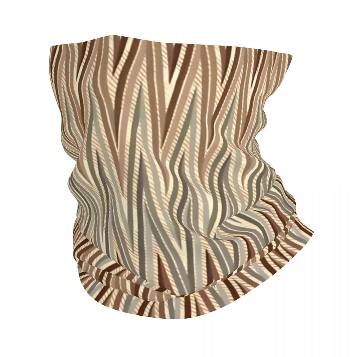 Beige And Brown Zigzag Scarf Neckerchief Neck Face Mask Polyester