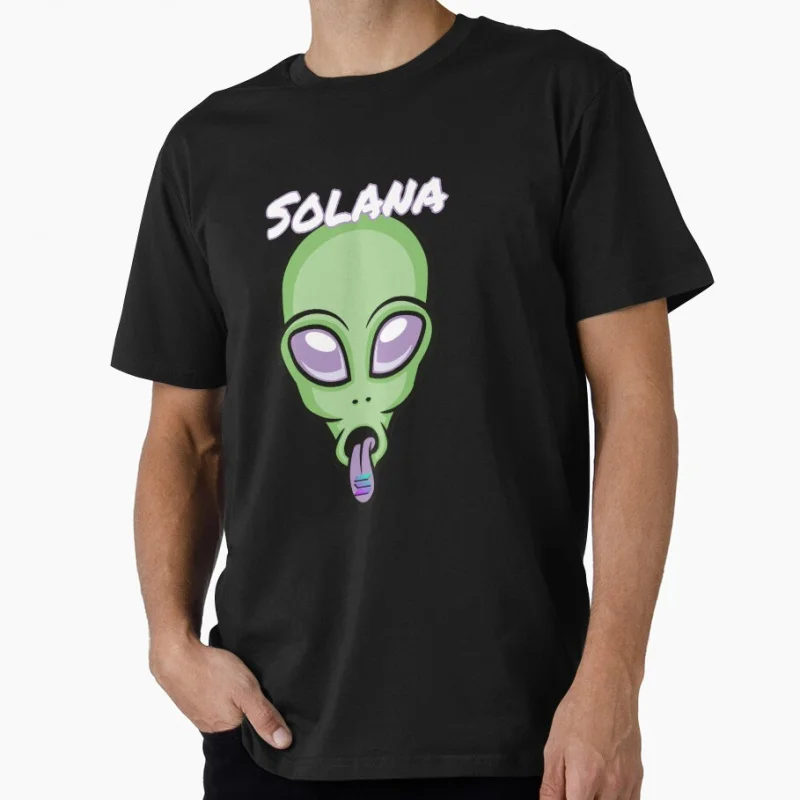 

Solana SOL Alien Crypto Cryptocurrency UFO Space Moon Blockchain Gift T shirt for man Large size Tops 100% cotton printed tee