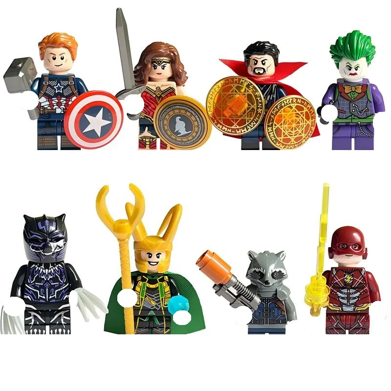 24/12/8 قطعة، مارفل خارقة الرجل الحديدي، الرجل العنكبوت، كابتن أمريكا، هدايا لعبة تجميع الأطفال، مكعبات بناء صغيرة