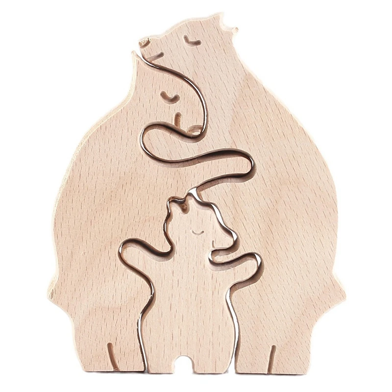 Modern Simple Mother-Child Bear Family Mother's Day Gift DIY Wooden Craft Ornaments 1 Piece