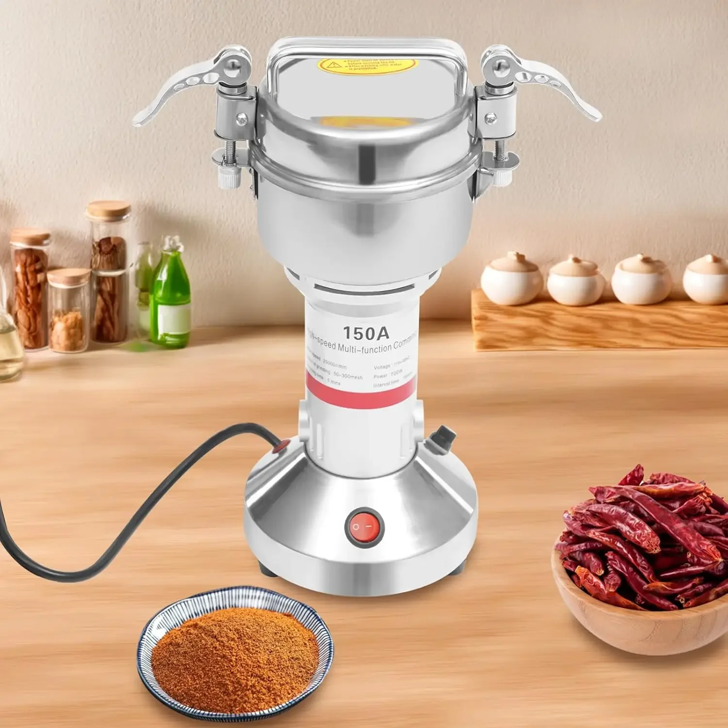

150g/0.33lbs High-speed 28000r/min Food Grinder, Electric Grain Mill Grinder,110V 850W Countertop Grain Mill for Dry Spice