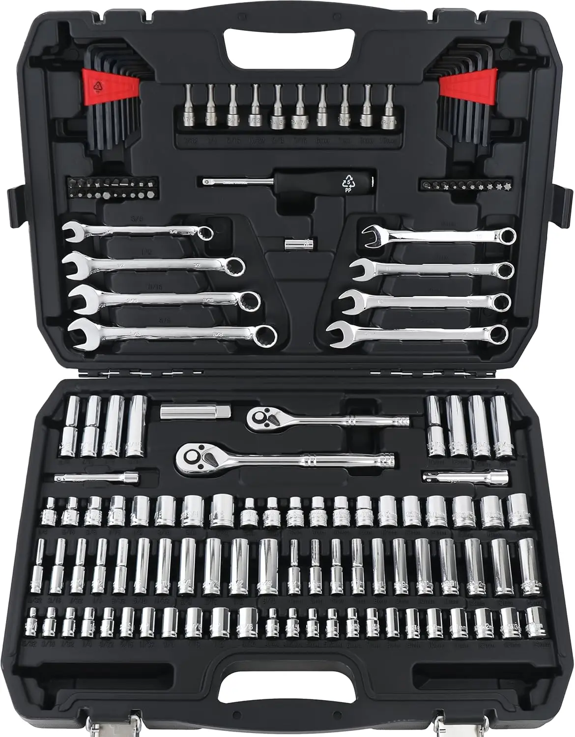 

Mechanic's 145-Piece Socket Tool Set with Case, Metric Sizes for Automotive Repair