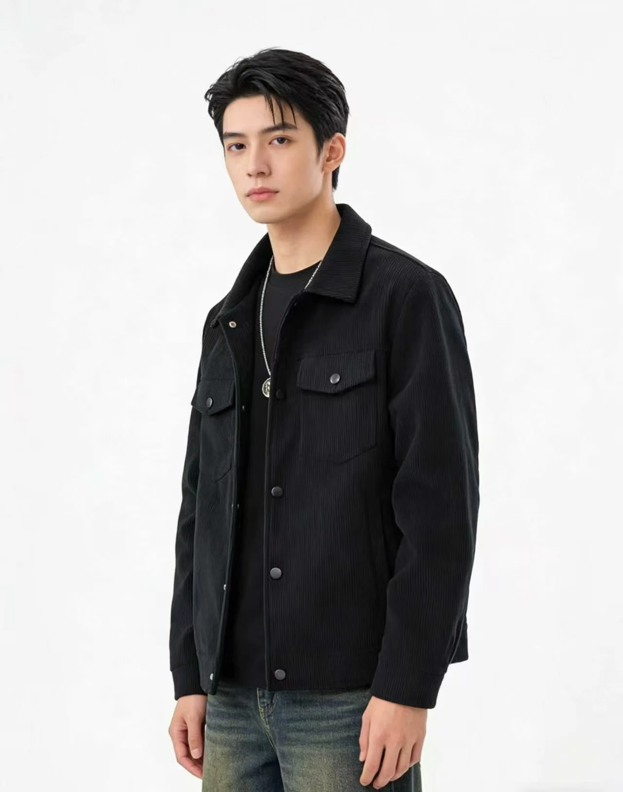 

Men's Casual Outdoor Jacket Pure Color Buttoned Collar Autumn Winter 2025 Fashion Trendy Style for Men