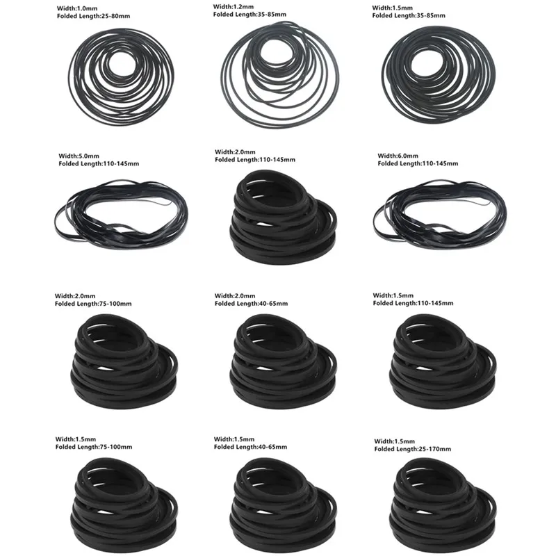 20 قطعة/الحقيبة العالمي 110-145 مللي متر متنوعة مزيج كاسيت الشريط آلة حزام بكرة محرك شقة أحزمة ل مسجل DVD إصلاح أجزاء