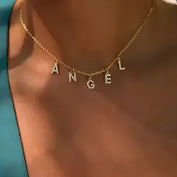 Collar con nombre inicial personalizado, colgante de letra Alpahbet de acero inoxidable para mujer, regalo con dijes llamativos de Collar inicial