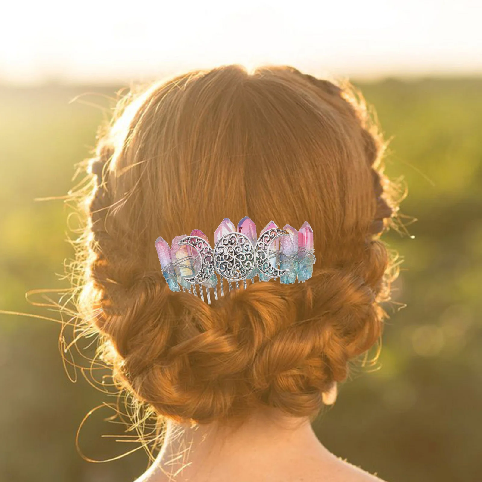 

1Pcs Crystal Hair Comb Handmade Durable Wedding Party Bride Tuck Comb Women Hair Accessory Exquisite Three-Moon Pattern
