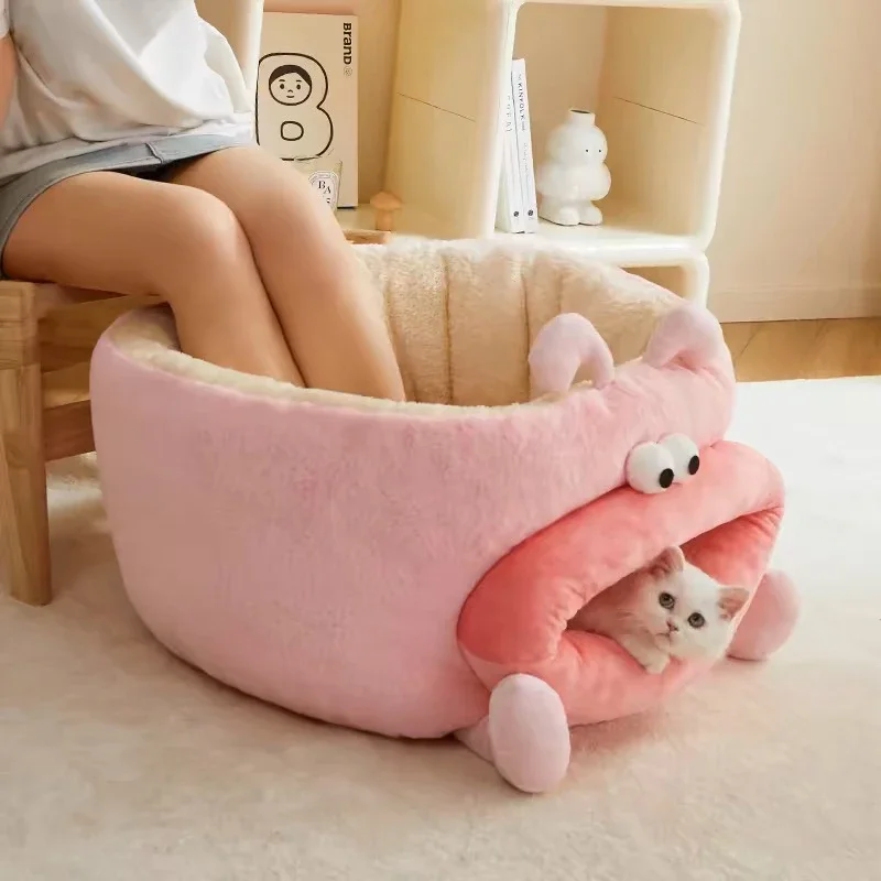 

Универсальная защитная кровать для кошек на все сезоны, общий диван для домашних животных для людей и домашних животных, домик для сна зимой, теплый зимой.