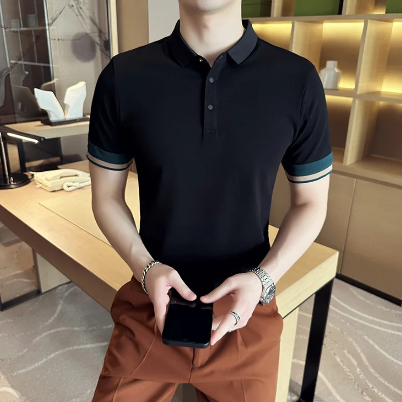 2023 New Summer Men Polo Shirt Printed Fashion Lapel Breathable Casual Tees Tops Short Sleeve Hip Hop Polos Shirts S-4XL