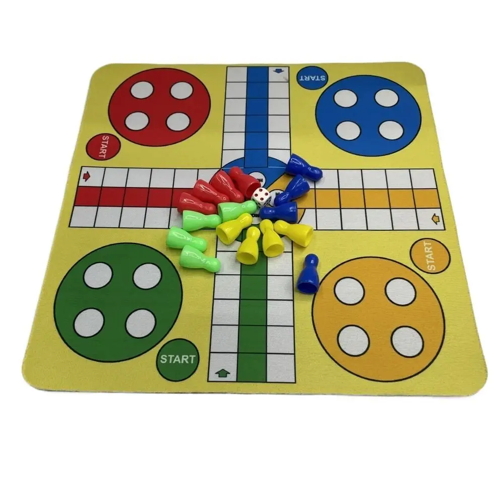Party Game With Mouse Pad Flying Chess Interactive Folding Roll Up Ludo Chess Set Multicolor 24cm Chessboard Travel Funny