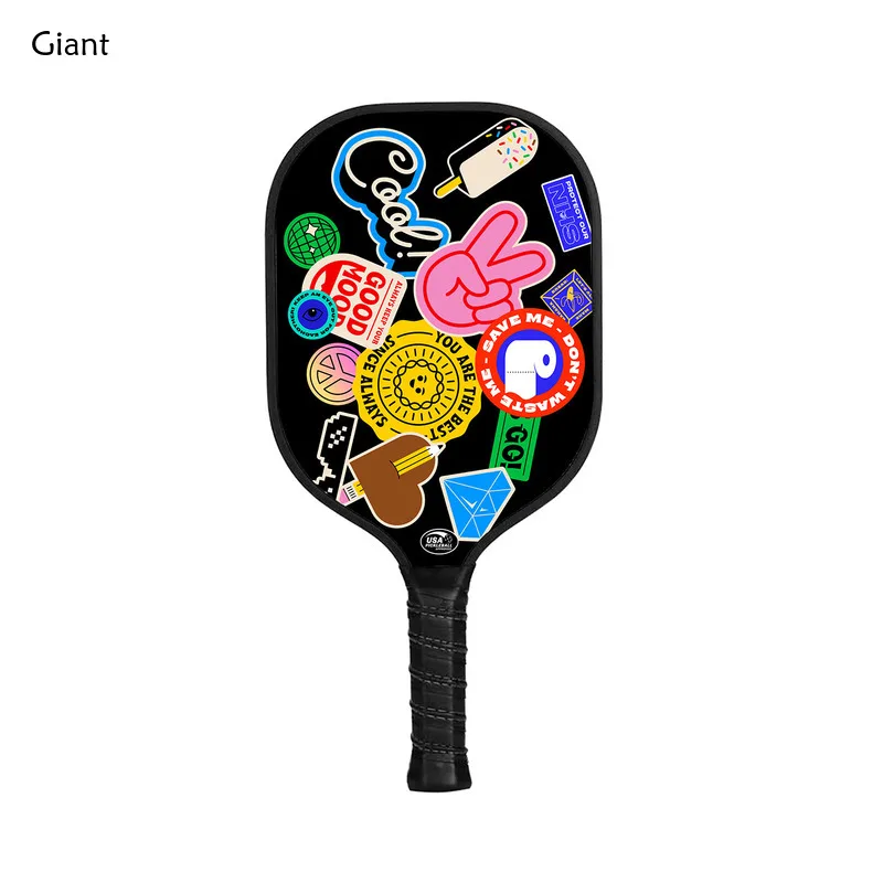 Street Trend Stickers Carbon Fiber Single Pickleball Paddle Men's Cool Professional Racket  Single Racket with Two Balls