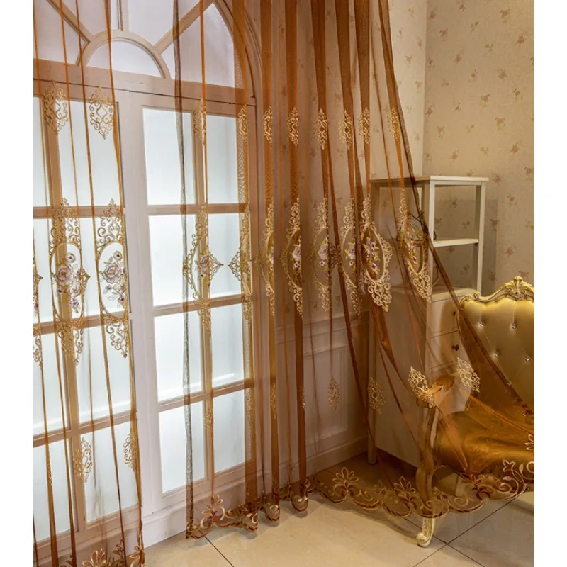 Classic Embroidered Gauze Curtains New Chinese Style Simple Embroidered Curtains Living Room Bedroom Balcony Curtains