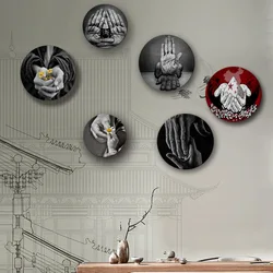 Art Gesture Decorative Plate Wall Desk Ornaments Ceramic Hanging Dish Personality Design Cooperative Friendly Hand Pose