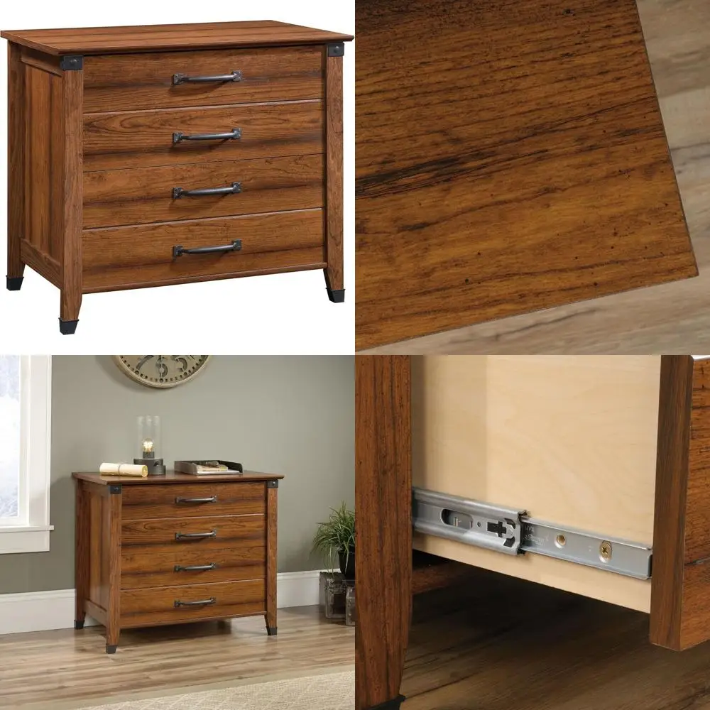 

Винтажный боковой шкаф для документов в деревенском стиле, отделка цвета вишни Вашингтон