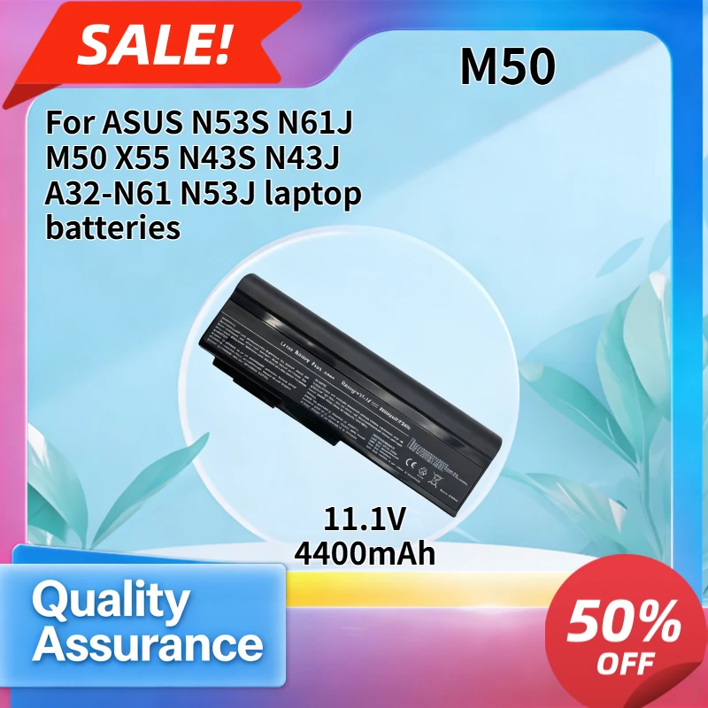 

4400mAh High quality Compatible with ASUS N53S N61J M50 X55 N43S N43J A32-N61 N53J laptop batteries