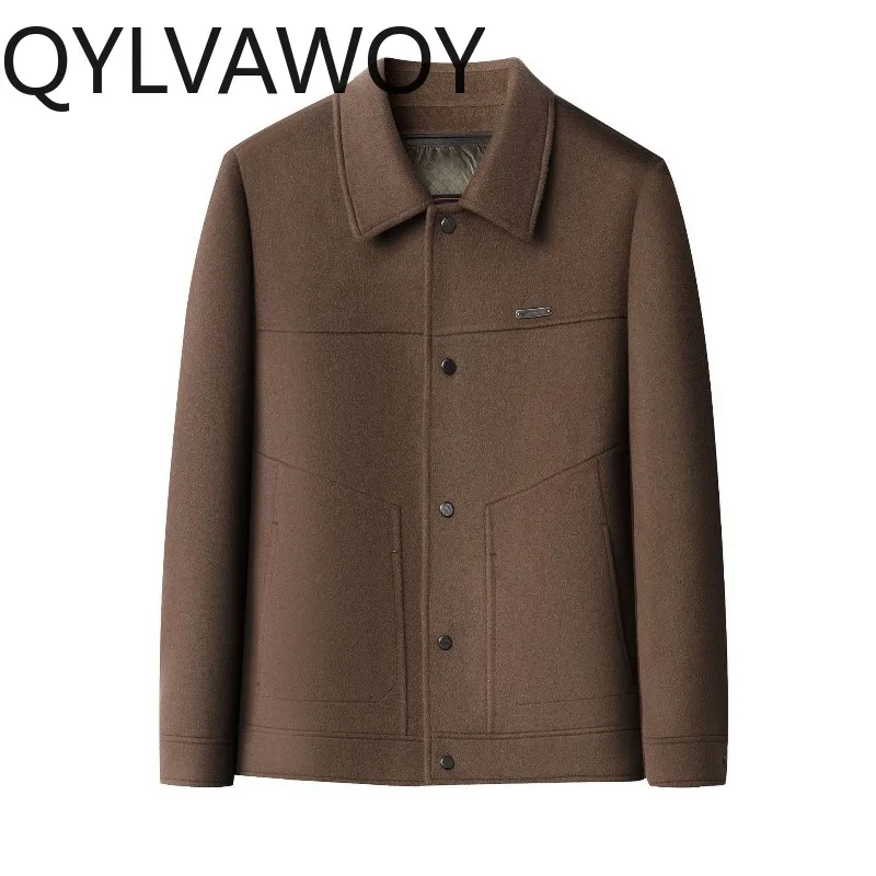

QYLVAWOY 100% Wool Coat Thicken Mens Jacket Removable Down Liner Coats Warm Autumn Winter Coats for Men Clothing Business 남자 코트